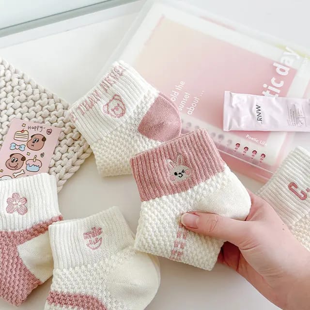 Women's Short Tube Socks Pink Cat